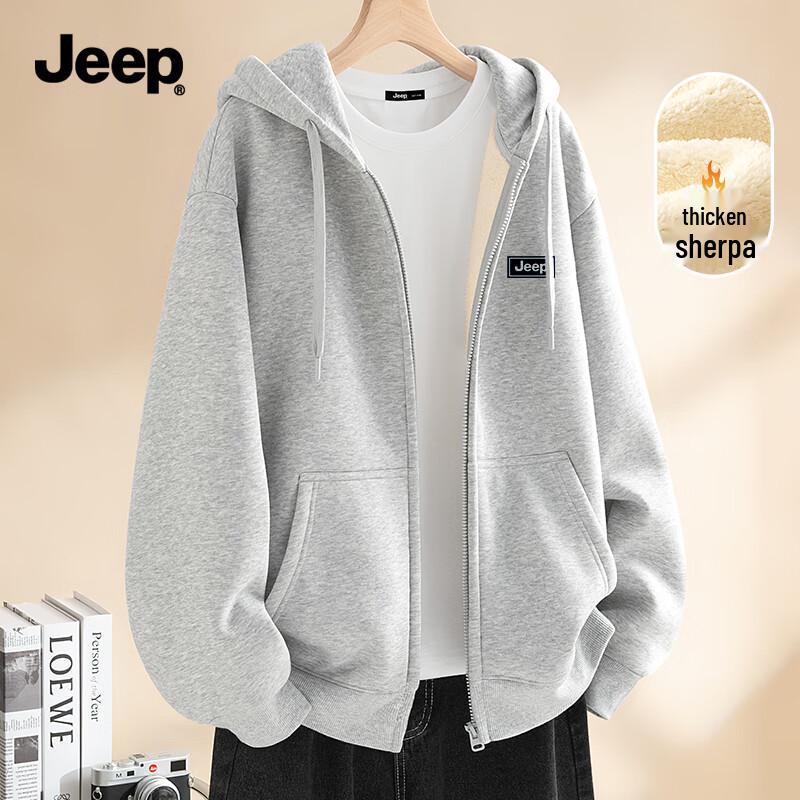 

JEEP Men s Lamb Fleece Hooded Cardigan Jacket L