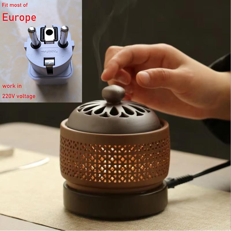 

Plug-in 110V/220V Electronic Incense Burner Ceramic Household Night Light Timing Adjustable Temperature Essential Oil Lamp