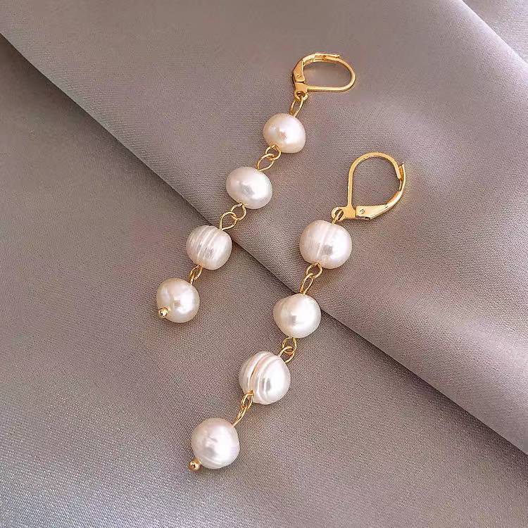 S925 Sterling Silver Fashion Pearl Earrings Freshwater Pearl Tassels Pearl Jewelry Drop Earrings Jewelry For Woman