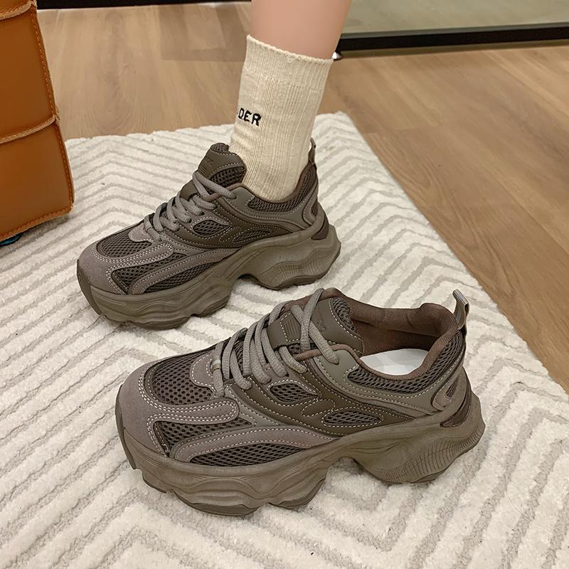 fashion Autumn Casual Breathable Mesh Shoes for Woman Platform Lace-Up 2024 High Quality Wear Resistant Women's Vulcanized Shoes