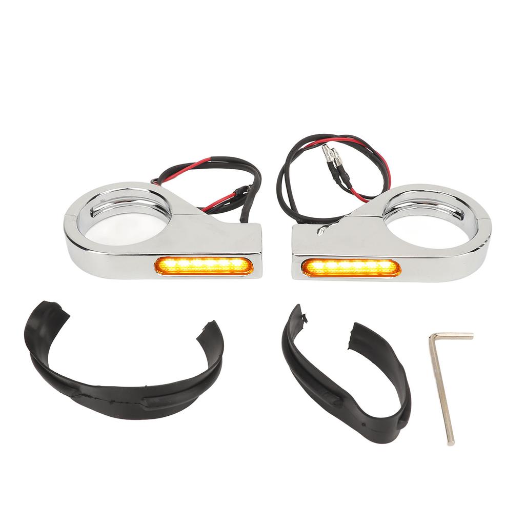 39-41MM Motorcycle ATV Front Fork Turning Signal Indicator Lights Amber Lighting Daytime Running Lamp for Honda Kawasaki Suzuki