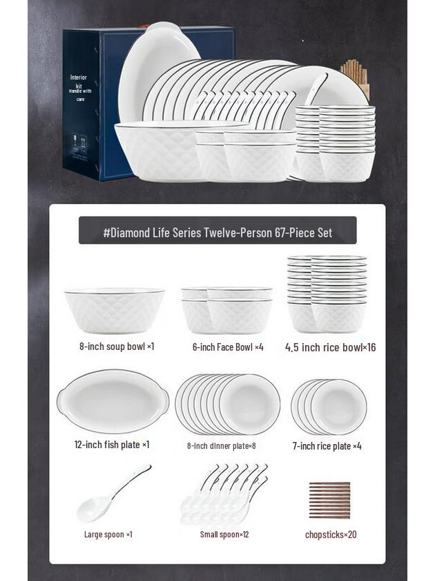 Kangmo Ins Style 67-Piece Ceramic Dinnerware Set