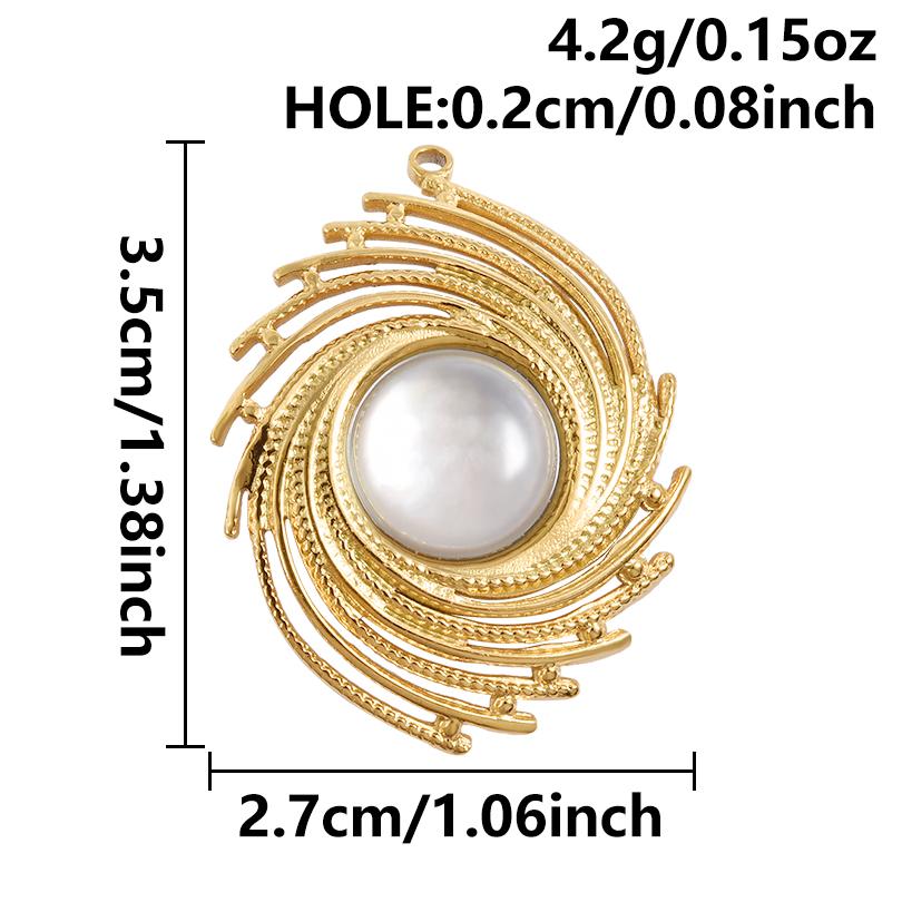2pcs White Shell Oil Dripping Charm Real Gold Plated Love Round Water Droplet Stainless Steel Charms For Jewelry Making Supplies