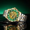Man Steampunk Skeleton Fully Automatic Mechanical Watch Luminous Waterproof Stainless Steel Strap