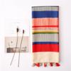 Women's Retro Striped Geometric Shawl: Summer Travel Beach Towel, Cotton-Linen Scarf, Lightweight Long Silk Scarf