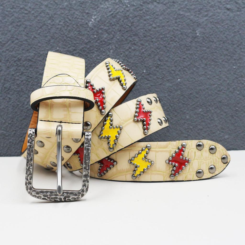 Alloy Rivet Belt Punk Style Men's and Women's Same Bright Belt Decorative Belt