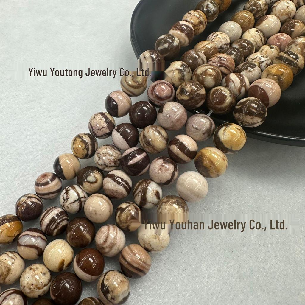 Natural Australian Zebra Stone Round Beads for DIY Jewelry Making - Bracelet & Necklace Accessories 