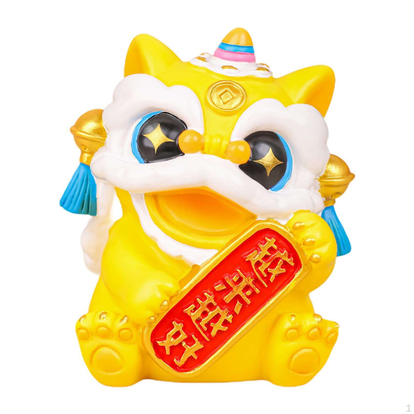 

Китайская статуя льва, маленькая скульптура животного, миниатюрная фигурка для весеннего фестиваля Yellow Right Tilt