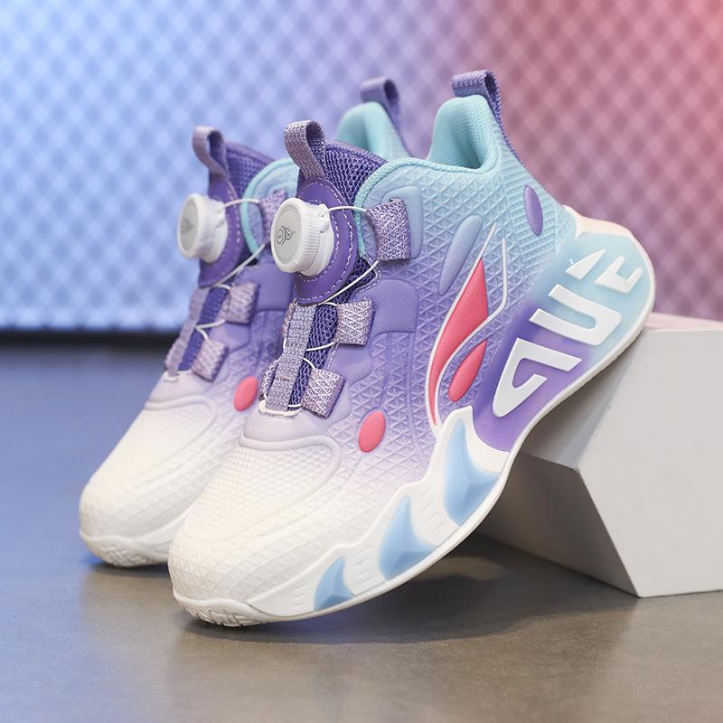 Spring and Autumn mesh breathable soft-soled non-slip sports shoes children's basketball shoes small middle-aged and older children's boys' rotating b