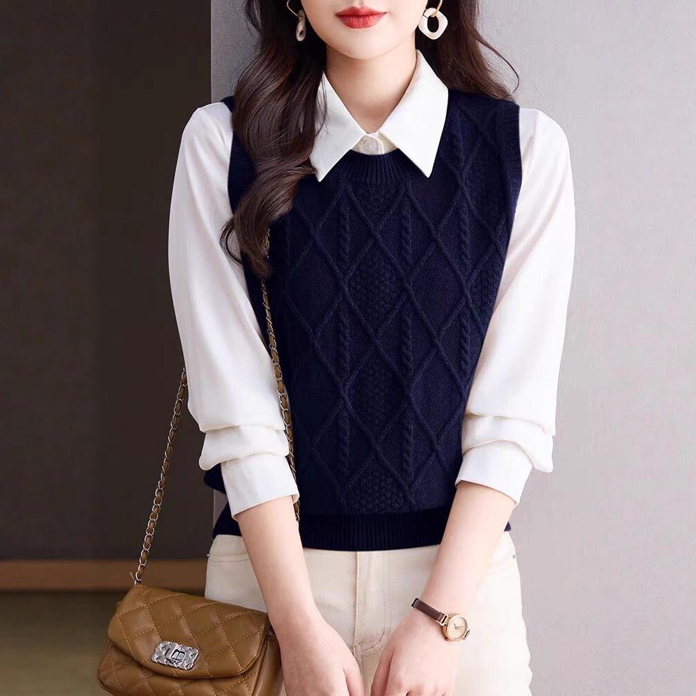 Women's Autumn Sleeveless Knit Vest – Versatile Layering Cardigan, Loose Fit, Yellow Brown (2025 New)
