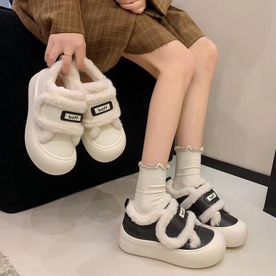 Women's Fur One Velcro Thick Sole Winter Lightweight Warm Padded Snow Boots Non-slip Wear Casual Sneakers Fur Cotton Boots