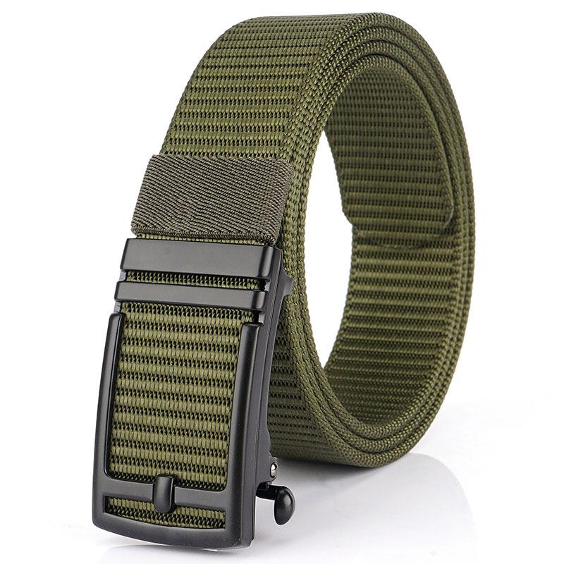 New Men'S Commuting Belt With Automatic Buckle Nylon Waistband, Outdoor Leisure Versatile Double-Layer Thick Belt