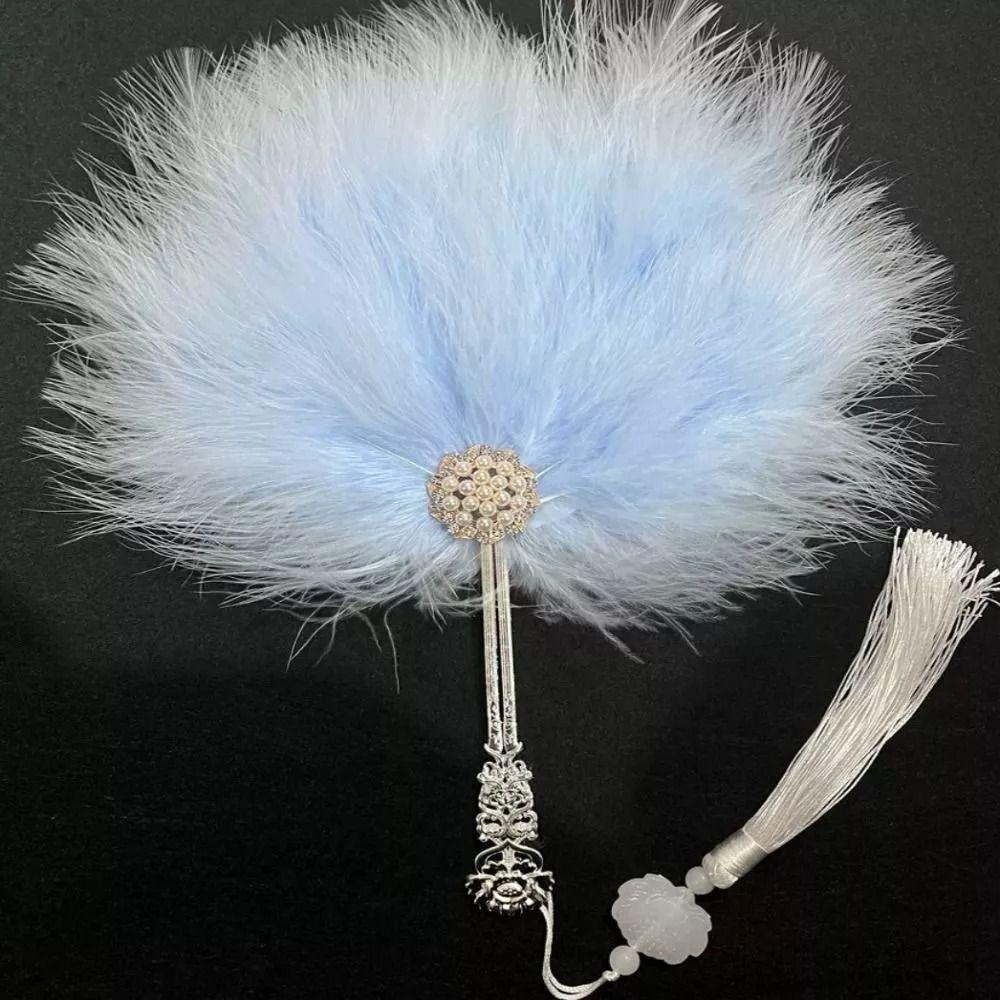 Colorful Craft Fan with Tassels Dance Hand Fan Portable Fairy Feather Fan