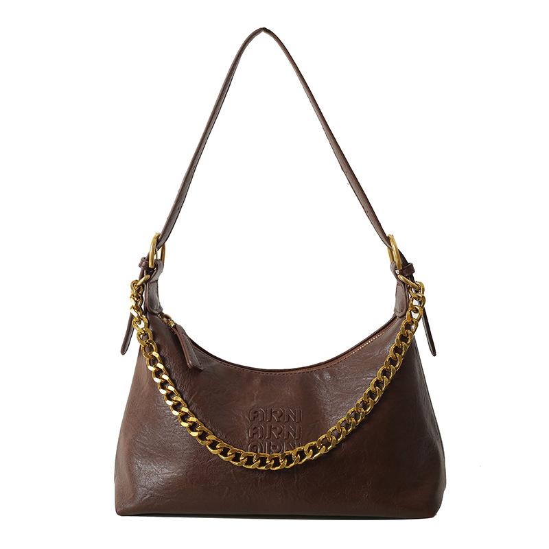 

Повседневная сумка большой вместимости 2025 ретро текстура для поездок на работу одно плечо под мышкой сумка темперамент простая сумка-пельмень однотонная