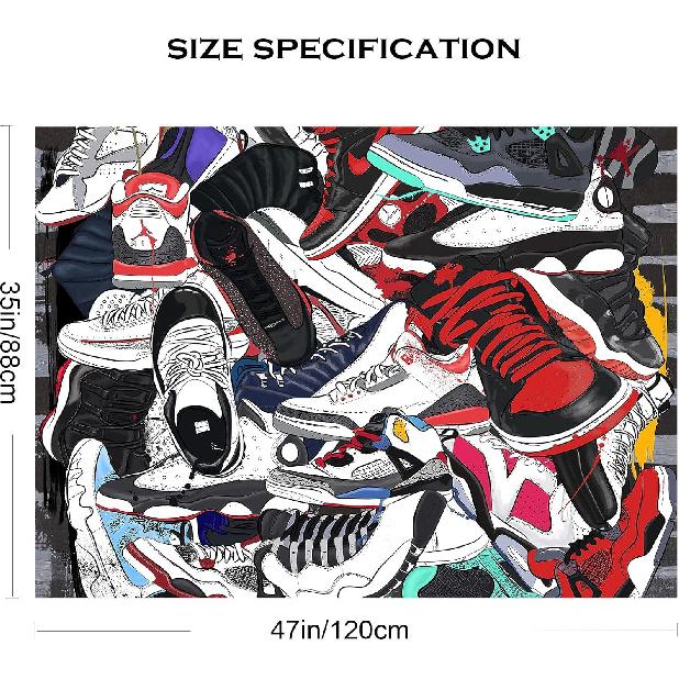 SwiiSmil-Sneakerhead Tapestry for Bedroom-Sneakerhead ball Backdrop-Birthday Party Decorations-Teen Boy Shoe Tapestry-Aesthetic Cool Posters