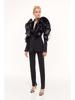 Niche Elegant Black 3D Ruffle Asymmetrical Slim Blazer