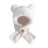 Bear Hat Scarf Integrated Women's Autumn and Winter Riding Cold Scarf Warm Ear Protection Cute Plush Gloves Mask