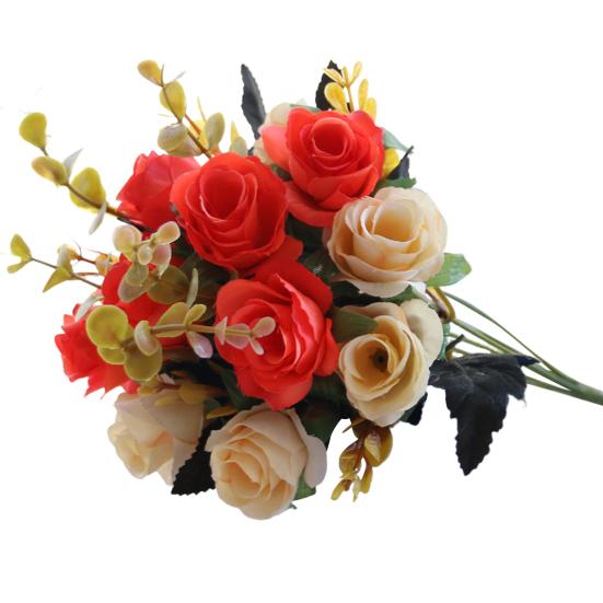 6 Forks 12 Heads Simulated Roses Bright Colors Realistic Appearance Artificial Flowers Photo Props Home Decor