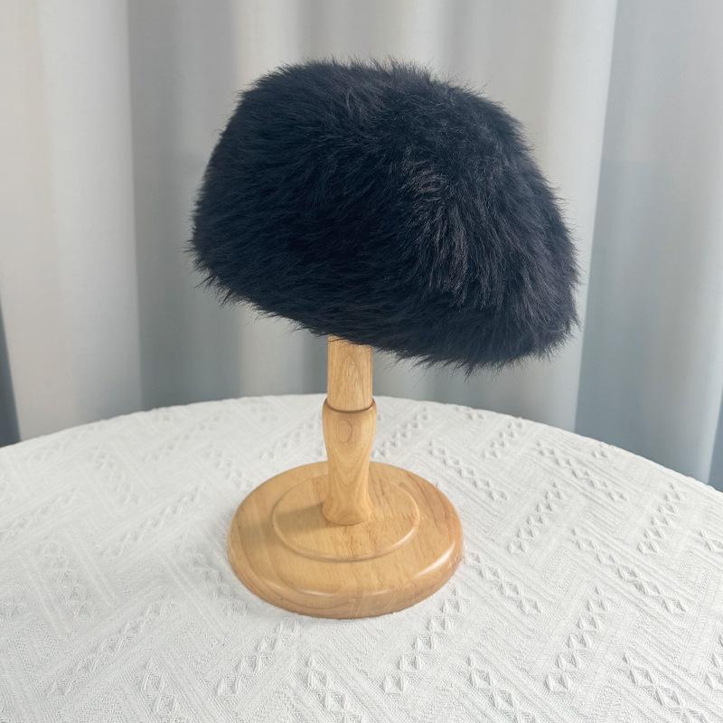 

Женская осенне-зимняя теплая утолщенная защитная шапка для ушей, холодный бархатный берет, милая однотонная плюшевая шапка One Size чёрный