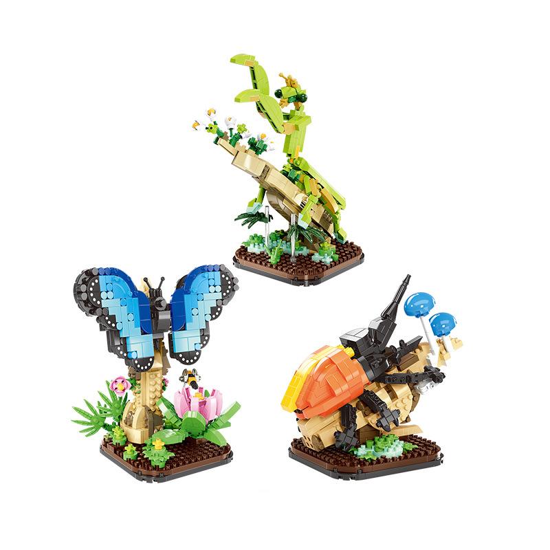 Creative Insects World Micro Diamond Block Butterfly Mantis Elephant Beetles Building Brick Toys Nanobricks For Kids Gifts