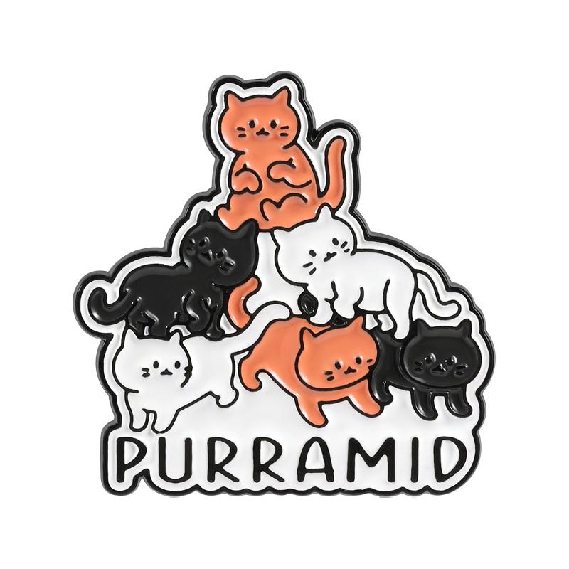 

Cat Pyramid Enamel Pin Cute Pet Healing Cartoon Animal Pyramid Pun Meme Brooch Lapel Badge Fashion Jewelry Gift for Friends