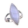 Natural Blue Lace Agate Gemstone 925 Solid Sterling Silver Ring Size 5.5 c0K73