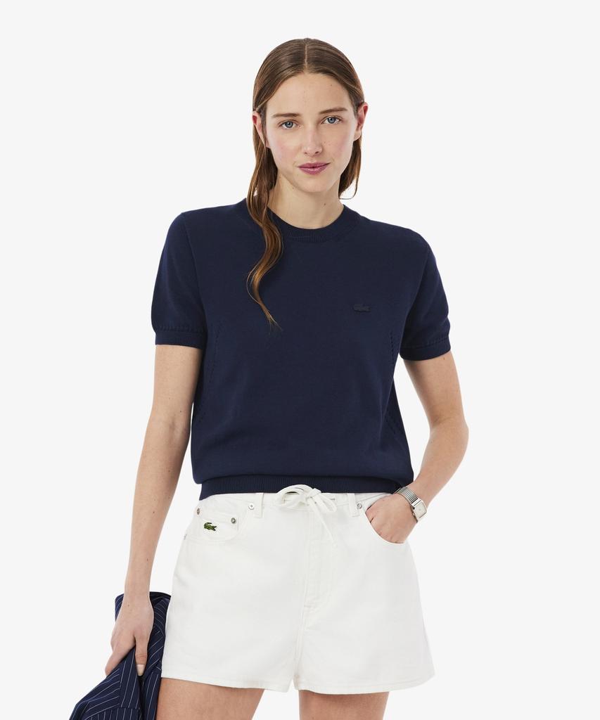 LACOSTE Women'S Light Cotton Short Sleeve Sweater Af5025-56G 166