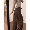Plus Size Mallard Brown Velvet Jeans for Pear-Shaped Women - Winter Wide Leg Slimming Pants