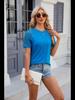 2024 Spring/Summer Women's Solid Color Lace-Trimmed Short-Sleeve T-Shirt