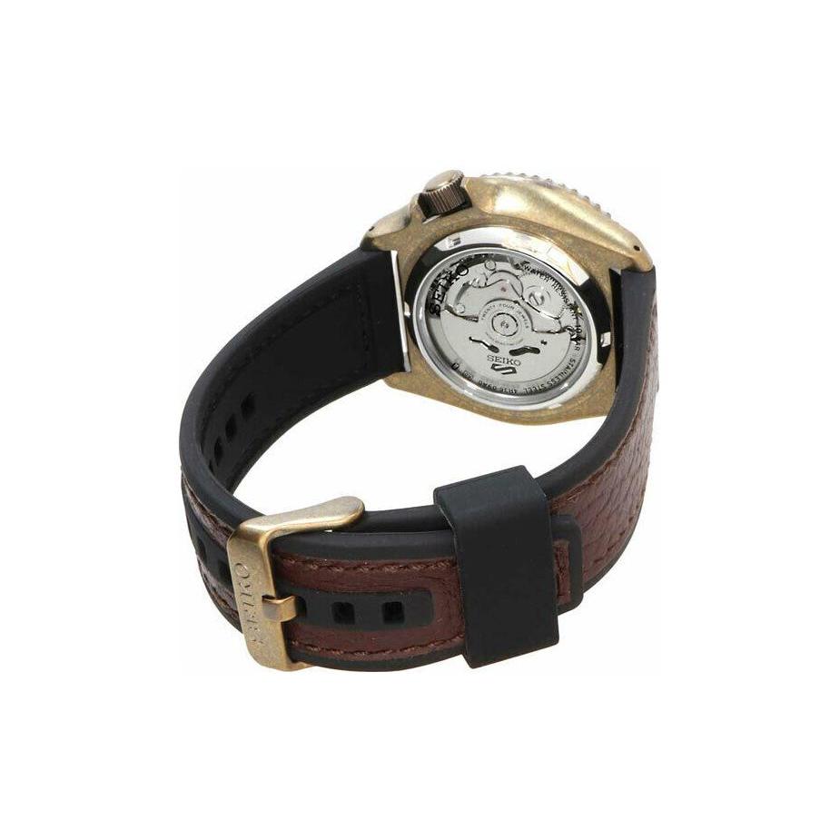 SEIKO 5 Mechanical Movement Artificial Leather Strap Watch Men's Watches Black Dial SRPE80K1