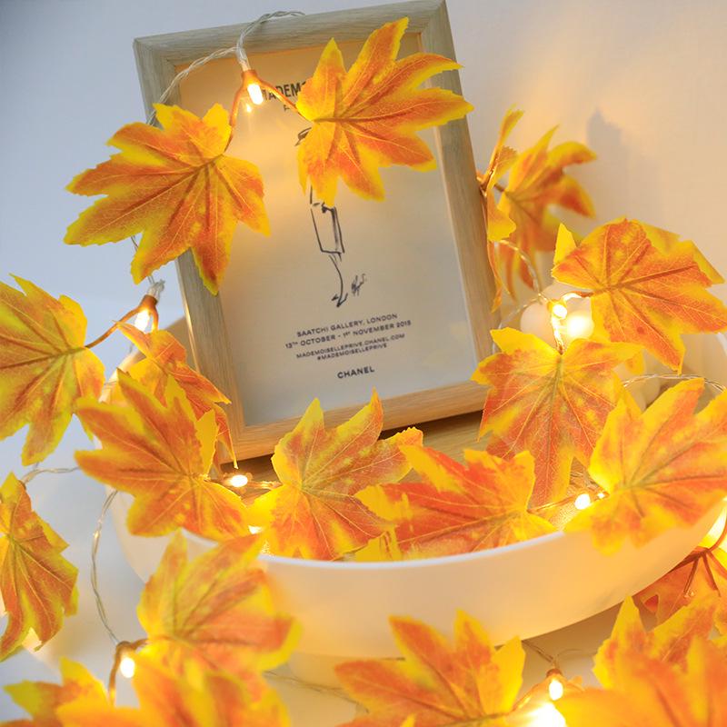 LED Maple Leaf String Lights: Halloween & Autumn Decor with Battery Box