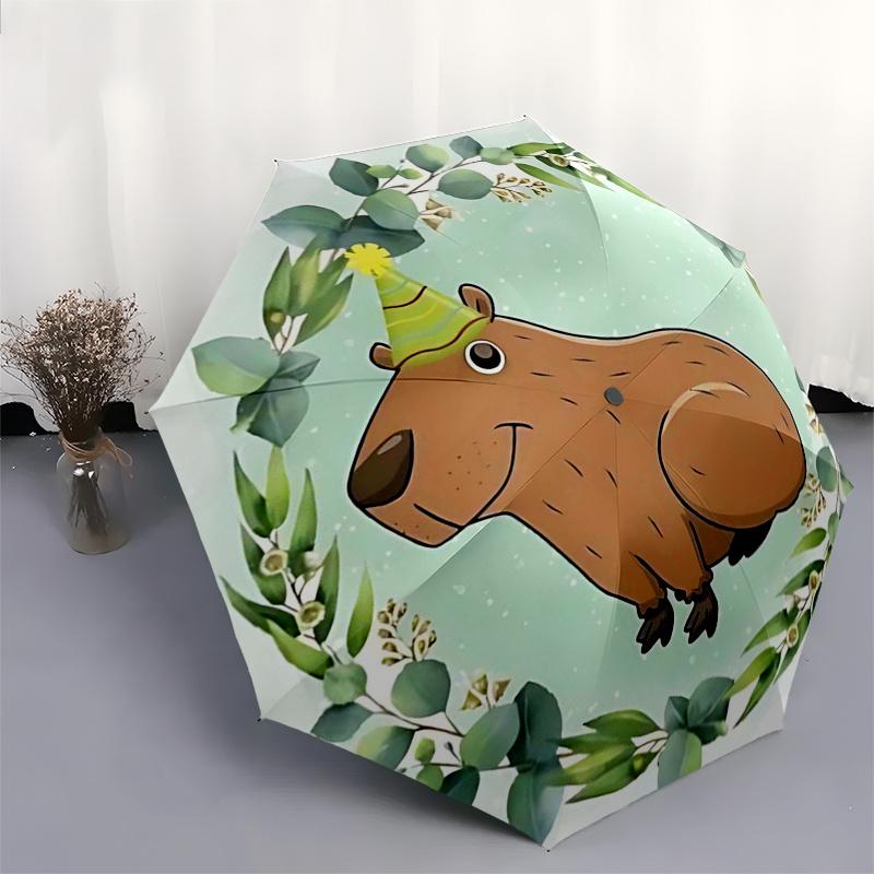 Capybara Themed Travel Umbrella-8 Ribs Automatic Opening and Closing, Portable Folding Design, Compact and Stylish Umbrella Suitable for Out