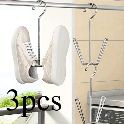 3pcs Durable Stainless Steel Shoe Rack Hanger - Space-Saving Metal Storage Hook for Coats, Hats & Slippers, Perfect for Indoor & Outdoor Use