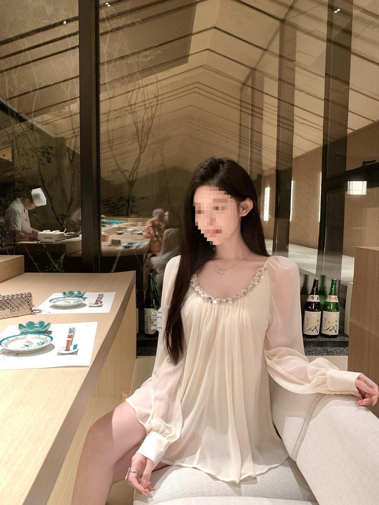 Kubiliv Delicate Beaded Sequined Backless Chiffon Tie Top