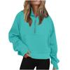 2025 Autumn Winter New Women's Scuba Sports Half-Zip Yoga Loose Short Hooded Fleece Lined Sweatshirt