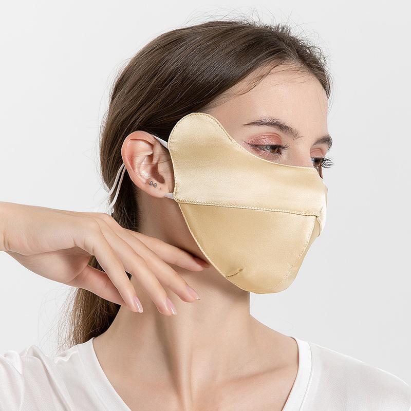 Women's Comfortable 100% Mulberry Silk Sun Protection Face Mask Summer UV Protection Breathable Face Cover Eye Corner Protection
