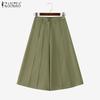 ZANZEA Women Casual Solid Color Loose Wide Leg Capri Pants