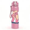 1PC Pink Ballet Shoes Line Art 750ml Color Plastic Sports Water Bottle Leakproof Flip Straw Lid Suitable for Sports Office Home Use