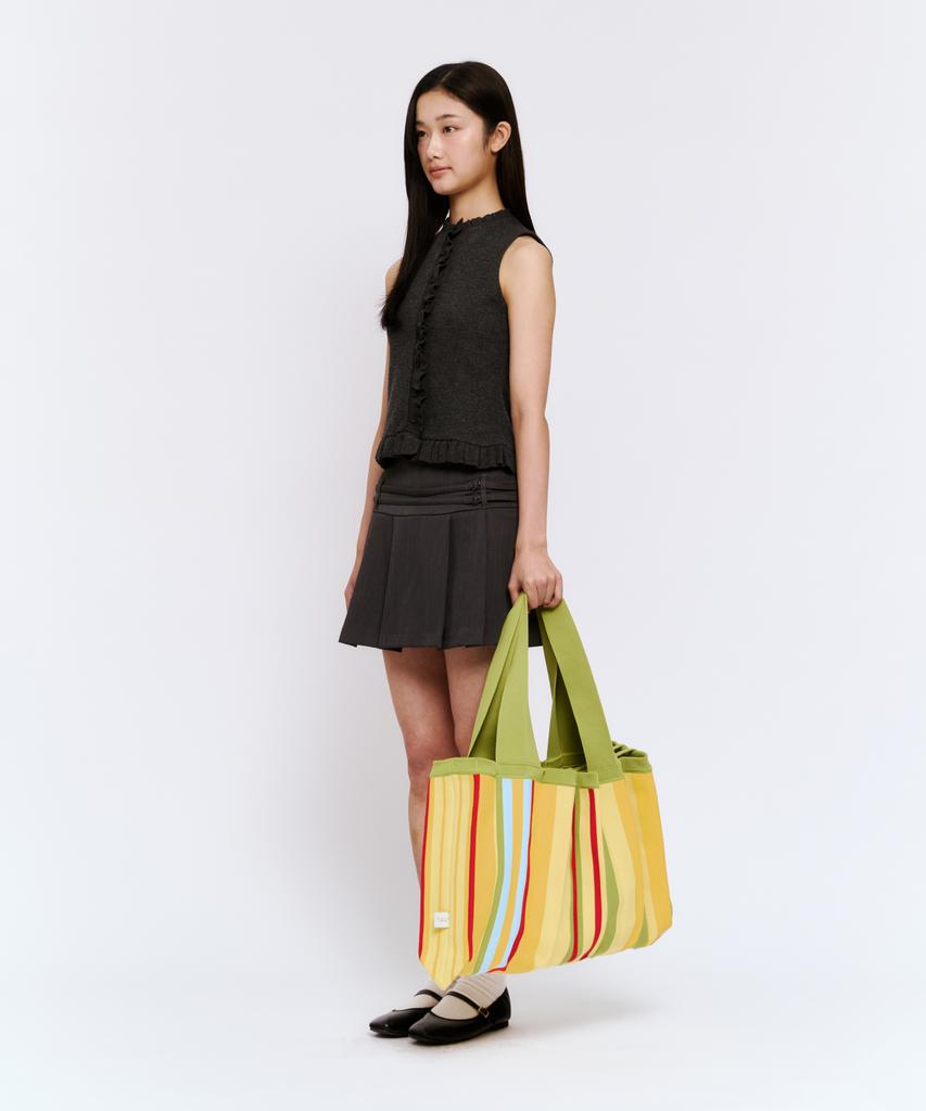 Borsa a Spalla Larga Pleatsmama Fantasia Floreale a Strisce
