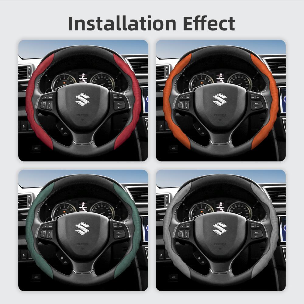bpzsw1 Suitable for Suzuki Steering Wheel Covers with a Wavy Sports Design, Breathable Leather, Segmented Anti-Slip, for Models