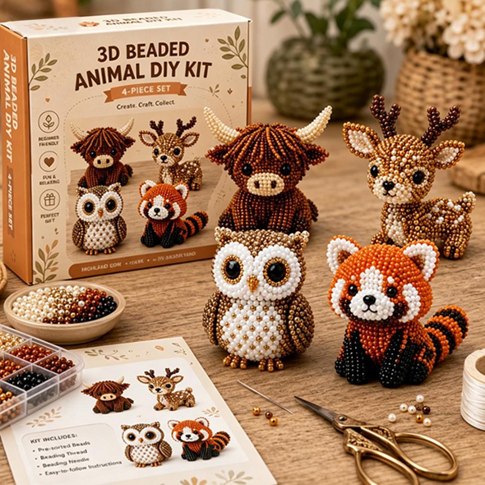 Kit Creativo Animale con Perline 3D Fai da Te Set Creativo con Perline Animali Carini Set Artistico con Perline Fatto a Mano per Adulti Adolescenti Decorazione per la Casa
