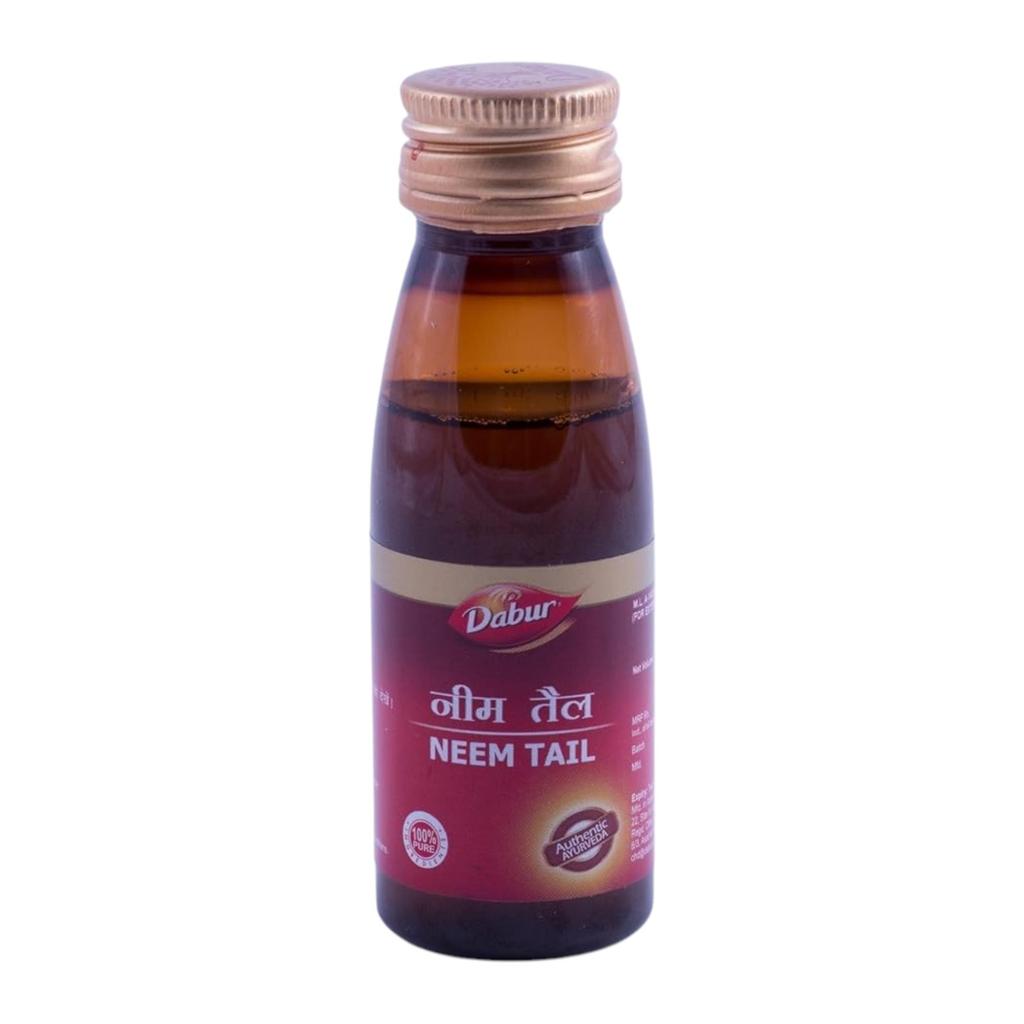 Dabur Neemový olej 50 ml | Ájurvédská péče o pleť a vlasy | Podporuje čistou pleť, zdraví pokožky hlavy, úlevu od akné a přirozenou detoxikaci