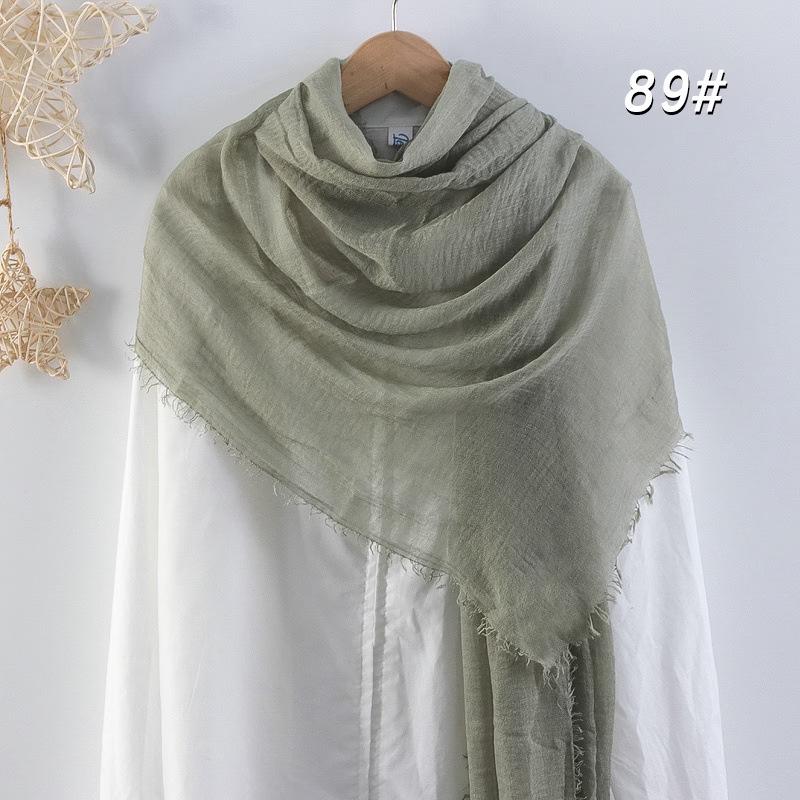 Sciarpa da donna in cotone lino seta - Per tutte le stagioni, colore unito, versatile foulard per testa e parasole