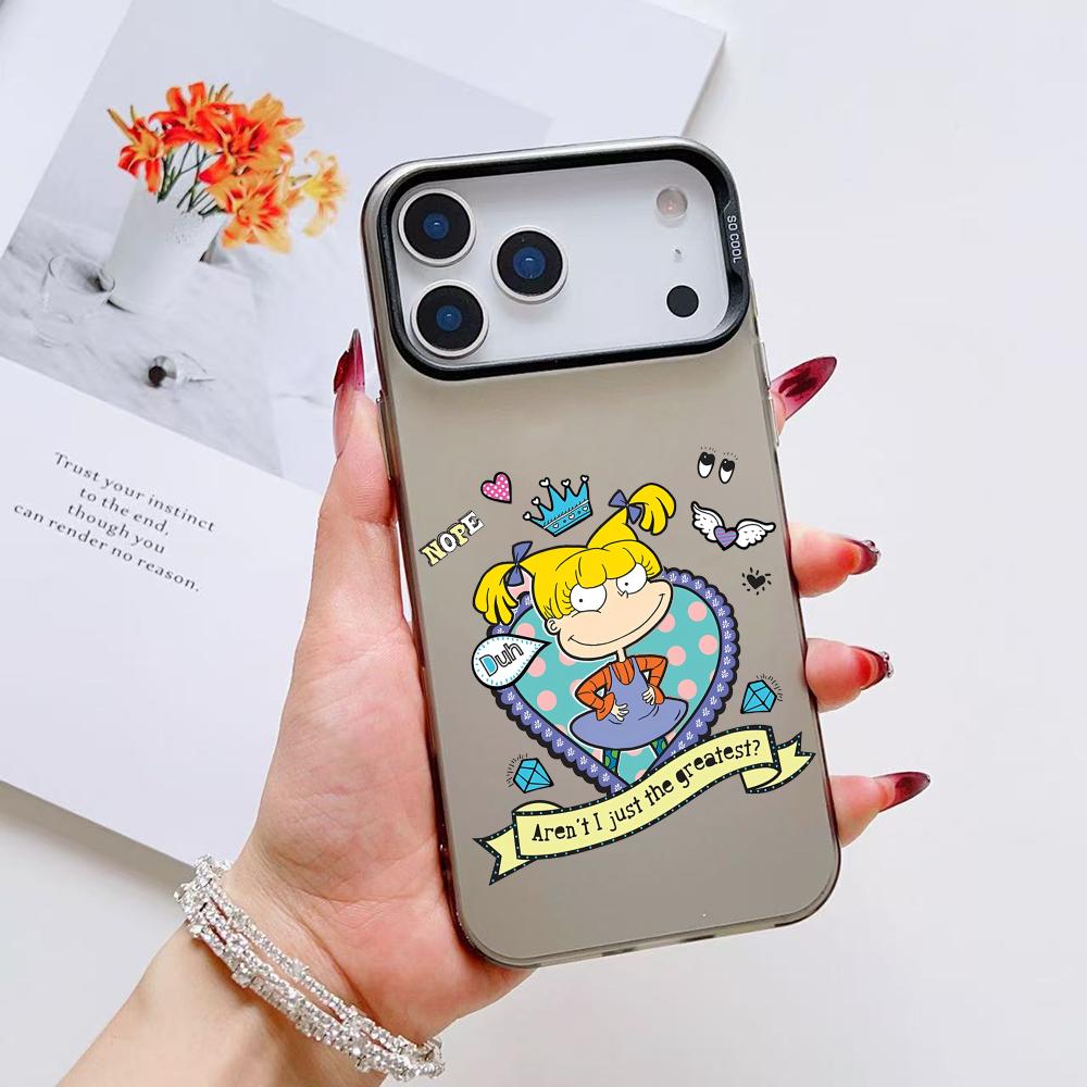 Funny R-Rugrats Angelica Phone Case For iPhone 17 16 15 14 13 12 11 Pro Max Air Matte Laser Aurora Shockproof Funda