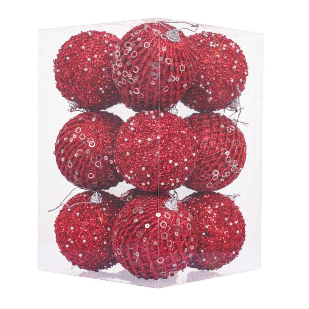 Christmas Tree Hanging Balls Elegant Foam Christmas Decorations Sparkling Ball Pendants Glitter Gold Glitter Xmas Balls For New