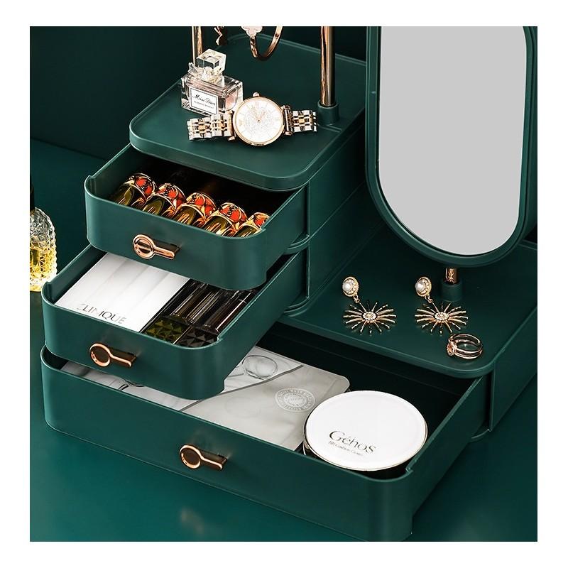 Schmuck-Organizer Schränkchen mit Spiegel Schubladen Schatulle Köfferchen