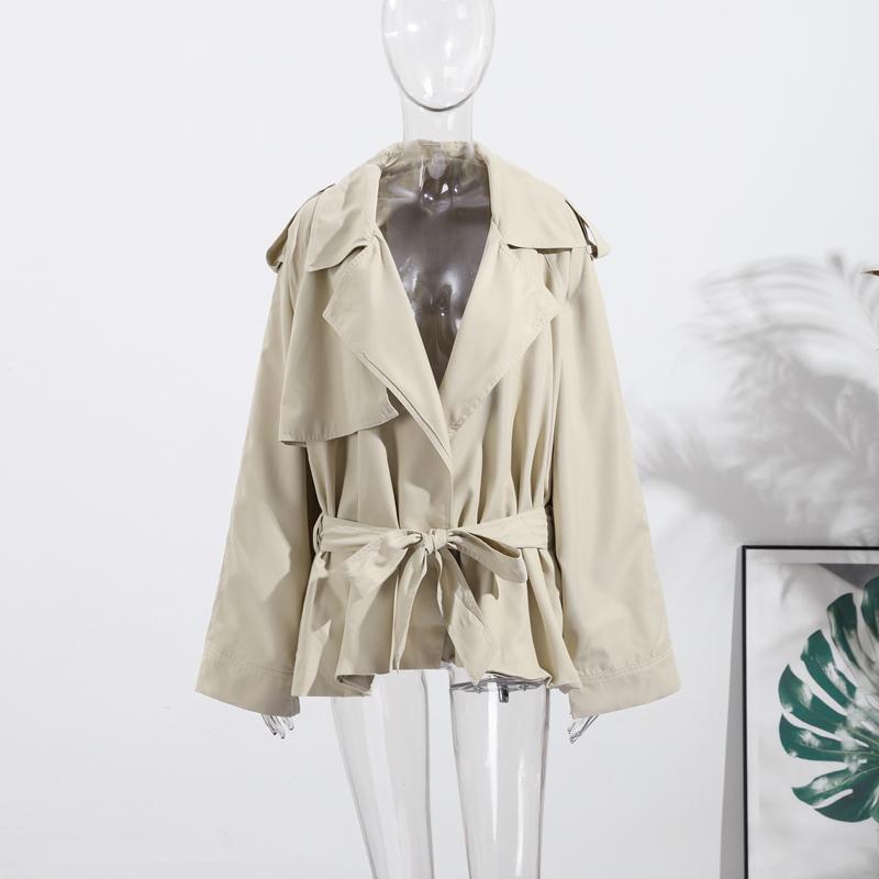Lapel Tied Windbreaker Jacket Women's Commute Long Sleeve A-line Style Elegant Jacket Fashion Streetwear 2025 Autumn