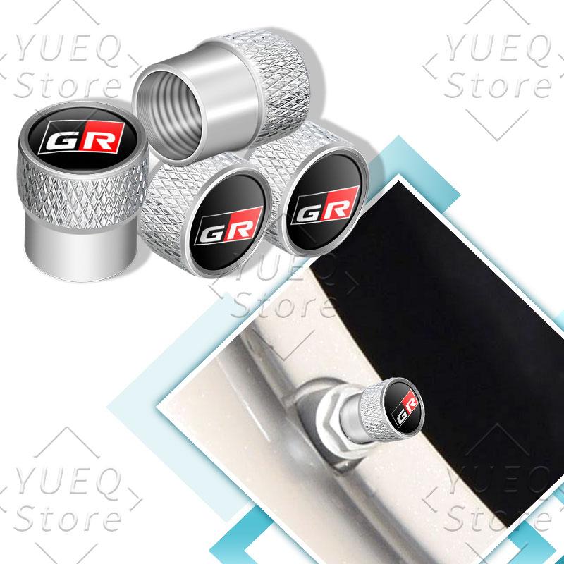 4Pcs Car Wheel Tire Waterproof Airdust Valve Caps Tyre Air Aluminum Stem For Toyota GR Sport Yaris Corolla Hilux Supra C-HR