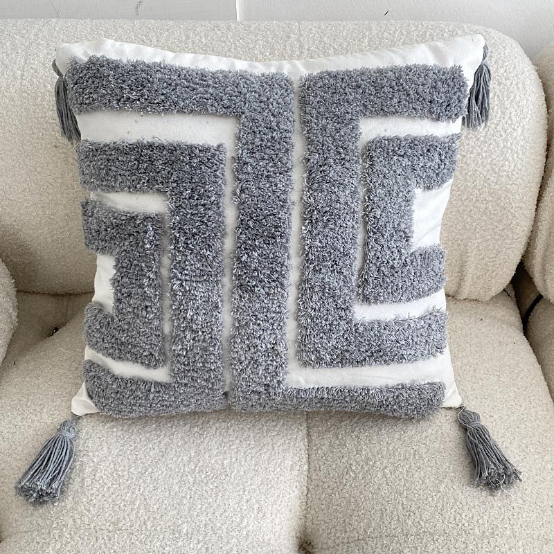 Bohemian Nordic Tufted Pillow Fringed Sofa Waist Pillow Living Room Bedroom Bedside Pillow Cover
