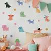 New Cartoon Wall Sticker Puppy Pattern Colorful Flowers Wall Art Decal Waterproof Self-Adhesive Vinyl Wall Decor Home Decor